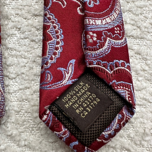 Tasso Elba Men’s Necktie 100% Silk Red Paisley Print - Picture 7 of 9